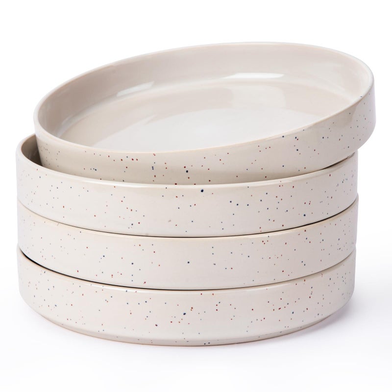 famiware Nebula Pasta Bowls for 4, 8.75 inch Salad Bowl Sets, Large Wide Bowls for Serving Dinner, White - Image 1