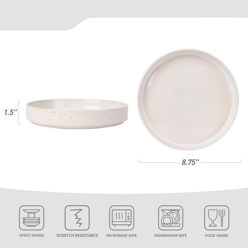 famiware Nebula Pasta Bowls for 4, 8.75 inch Salad Bowl Sets, Large Wide Bowls for Serving Dinner, White - Image 4