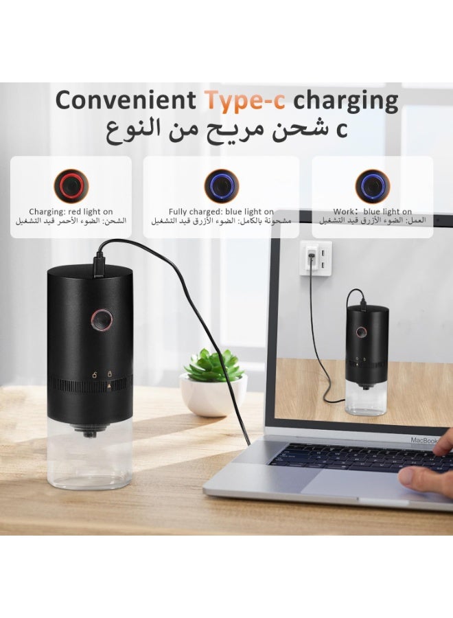 Beauenty Portable Electric Burr Coffee Grinder, Compact Automatic Conical Burr Mill, Adjustable Grind Setting, USB Rechargeable - Image 3