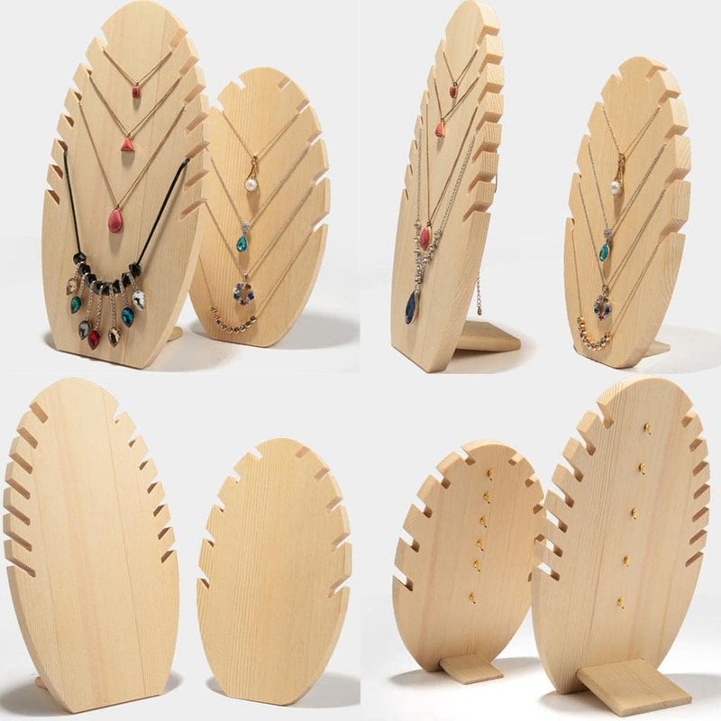 klarako 2pcs Necklace Jewelry Pendant Chain Display wood Easel Organizer Rack - Image 4