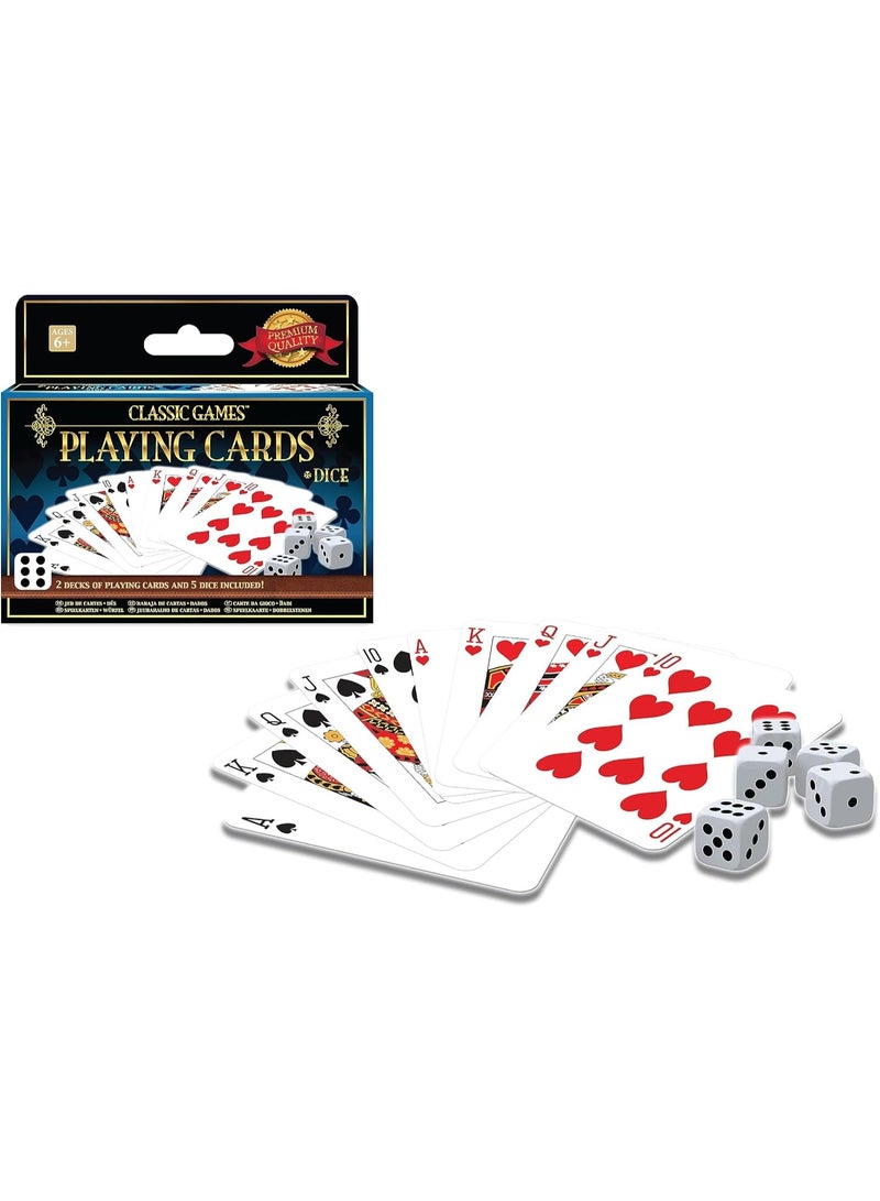 Ambassador Classic Games - 2 Decks Playing Cards & 5 Dice - Image 1