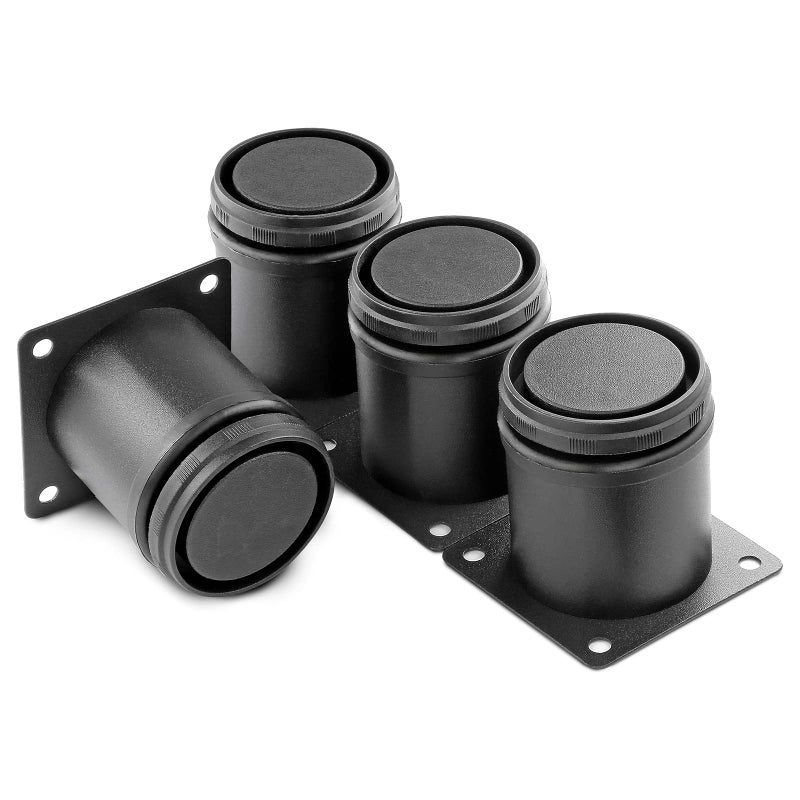 Masendelk 2.5 Inch Metal Furniture Legs Stainless Steel Adjustable Legs Black Metal Legs Round Cabinet Legs For Coffee Table Cabinet Desk Sofa Shelves  Pack Of 4 - Image 1