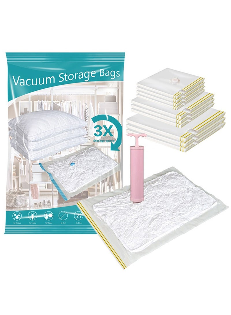 Arabest 10PCS Vacuum Storage Bags, Space Saver Bags with Hand Pump, Reusable Vacuum Seal Storage Bags for Bedding, Clothes, Curtains, Pillows (3 x Jumbo, 3 x Large, 4 x Medium)  - Image 1