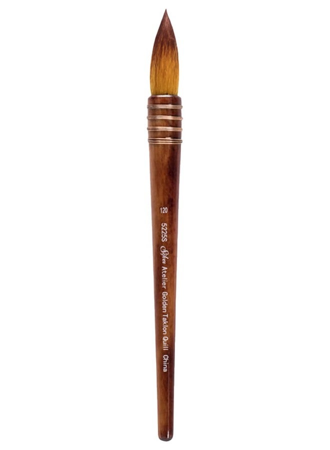 Silver Brush Limited 5225S-120 Silver Atelier Golden Taklon Quill Round Brush, Size 120, Short Handle - Image 1