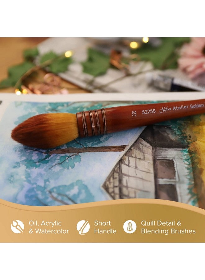 Silver Brush Limited 5225S-120 Silver Atelier Golden Taklon Quill Round Brush, Size 120, Short Handle - Image 3