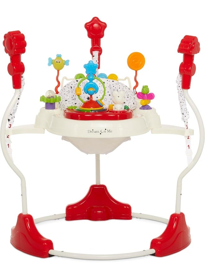 Dream On Me Zany Activity Center Bouncer in White and Black Print - Image 1