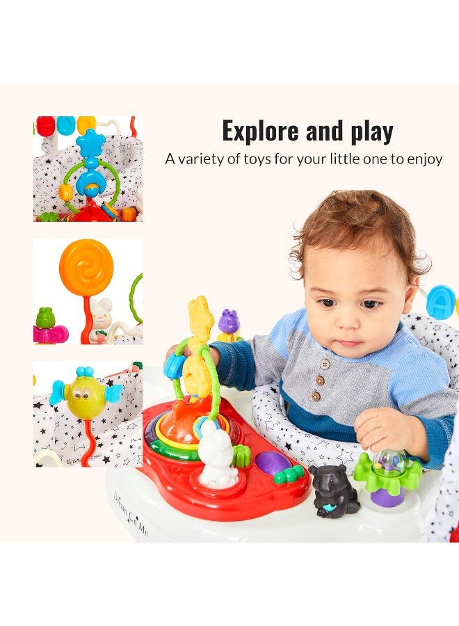 Dream On Me Zany Activity Center Bouncer in White and Black Print - Image 4