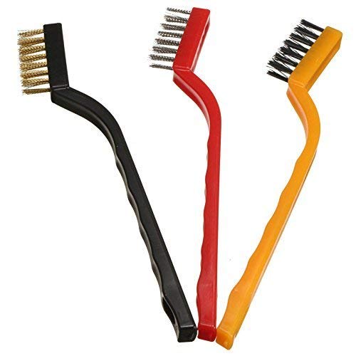 ARTO Set of 3 Pc Mini Wire Brush Cleaning Tool Kit Brass, Nylon, Stainless Steel Bristles (Multicolor) (Pack of 3) - Image 1
