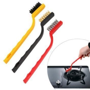 ARTO Set of 3 Pc Mini Wire Brush Cleaning Tool Kit Brass, Nylon, Stainless Steel Bristles (Multicolor) (Pack of 3) - Image 3