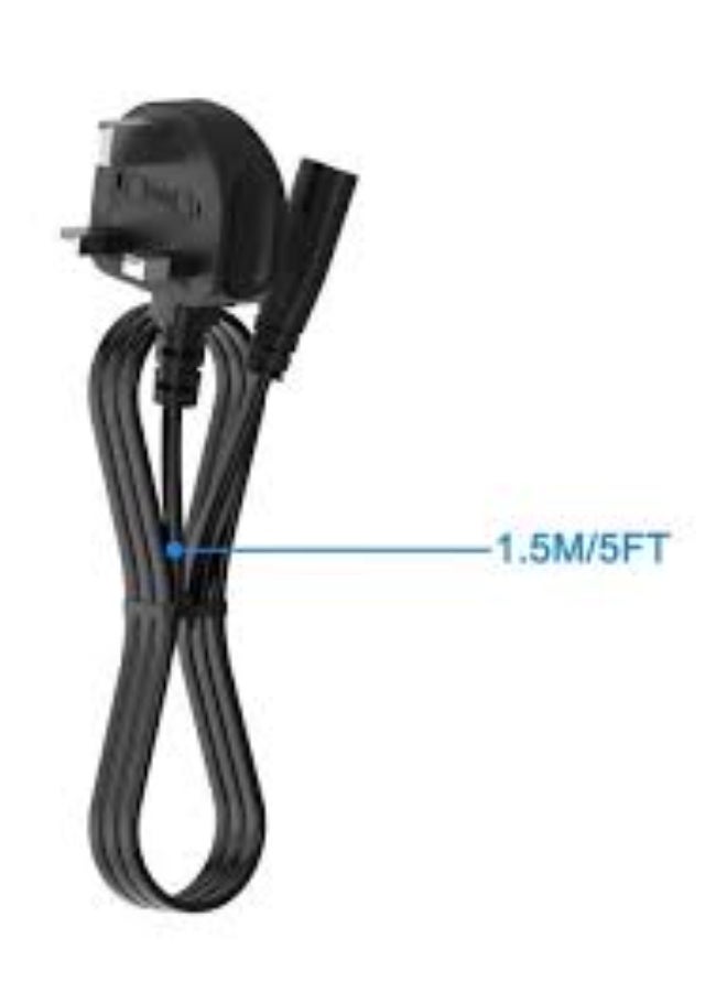سلك طاقة تيار متردد ثنائي الأطراف - قابس حائط بديل عالمي بطول 1.5 متر لأجهزة تلفزيون سامسونج، إل جي، سوني، وتي سي إل | متوافق مع بلاي ستيشن 3، بلاي ستيشن 4، بلاي ستيشن 5، إكس بوكس، طابعات إتش بي، الشاشات، وغيرها | موصل متين ثنائي الفتحات على شكل الرقم 8 | سلك آمن وقابل للحمل للاستخدام المنزلي والمكتبي والسفر - أسود - Image 2