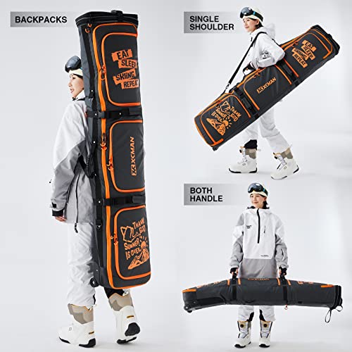 XCMAN Roller Padded Snowboard Bag With Wheels,Adjustable Length 63-75Inch for Air Travel Loarding Capacity 100L - Image 3