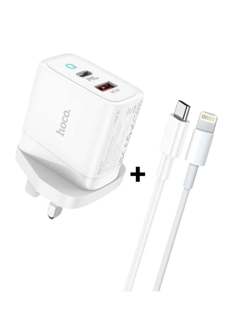 Hoco Premium hoco DC34 USB Type-C and USB-A Dual Output Wall Charger with Intelligent Power Delivery and Quick Charge Support for Safe and Reliable Use - Image 1