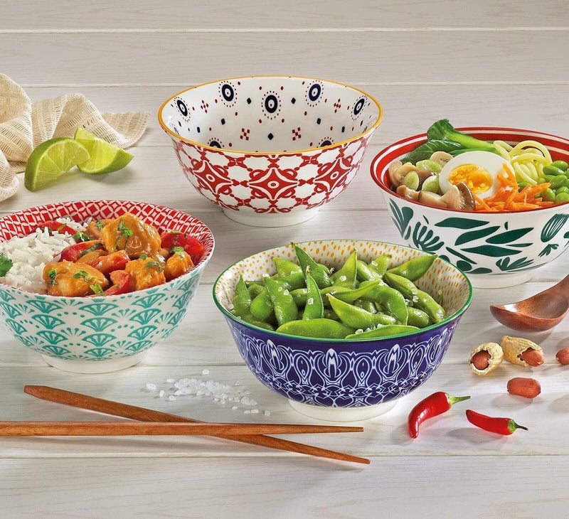 Cilio Amici Decorated Porcelain Bowl, 17 Ounce Capacity, 6" D x 2.75" H, Set of 6, Leaves Pattern - Image 3