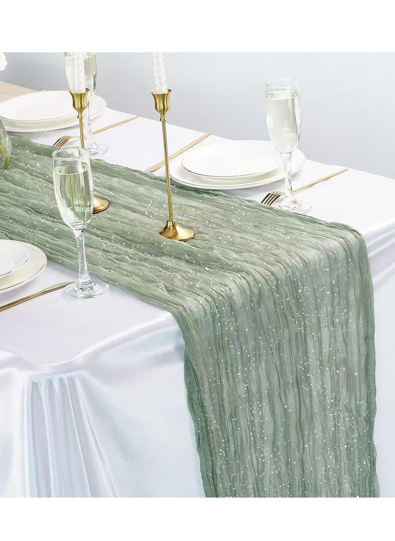 Generic Tablecloth Portia Gauze Gold Dot Tablecloth Wedding Party Table Decoration (Green)  - Image 1