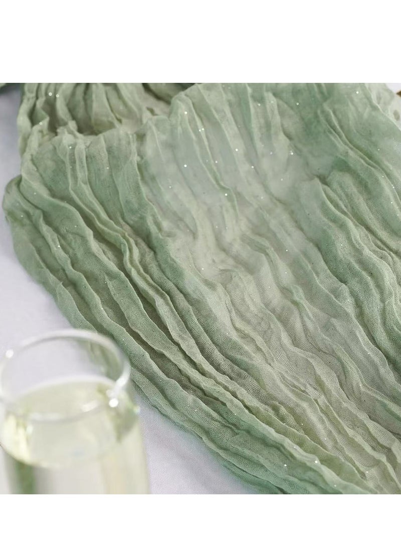 Generic Tablecloth Portia Gauze Gold Dot Tablecloth Wedding Party Table Decoration (Green)  - Image 3