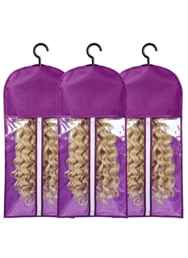 3Pcs Wig Bags Storage With Hanger Wig Holder Wig Hanger For Multiple Wigs Portable Hair Extension Holder Dust-Proof Hair Extension Storage Wigs Stand Hair Extensions, Wigs & Accessories (Purple) - pzsku/ZF68B3F037BB3760AD070Z/45/_/1733730362/52928800-f18c-4578-88da-7e5f31ba1aea