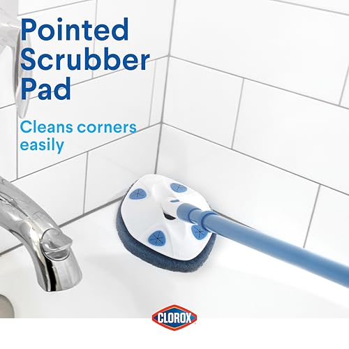 Clorox Extendable Tub & Tile Scrubber Refill, Diamond-Shaped Head Replacement Scrubber Pad, Blue - Image 3