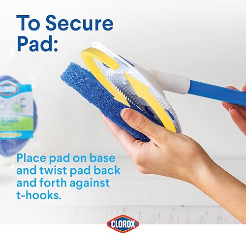 Clorox Extendable Tub & Tile Scrubber Refill, Diamond-Shaped Head Replacement Scrubber Pad, Blue - Image 5