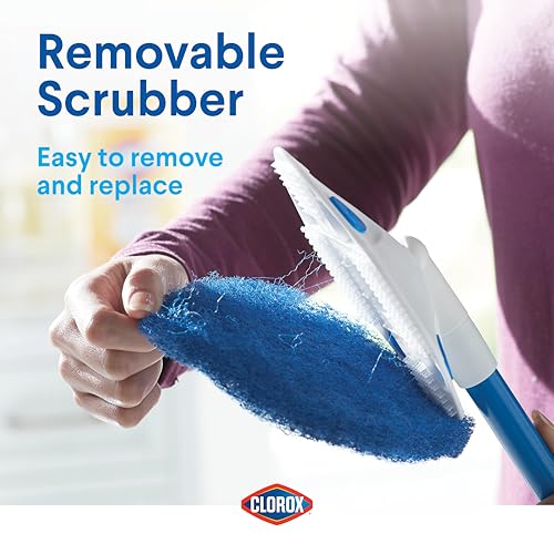 Clorox Extendable Tub & Tile Scrubber Refill, Diamond-Shaped Head Replacement Scrubber Pad, Blue - Image 4