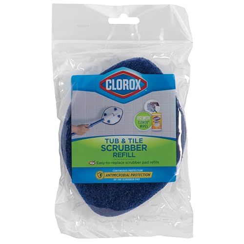 Clorox Extendable Tub & Tile Scrubber Refill, Diamond-Shaped Head Replacement Scrubber Pad, Blue - Image 1