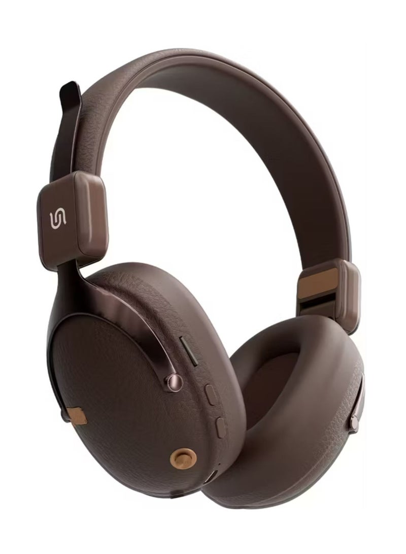 porodo Soundtec Onyx Sonic Wireless Headphones – Noise Reduction, Bluetooth 5.4, Type-C Charging, 2H Charge, 18H Playtime, 10m Range, Game & EQ Modes, TF Card Support, Foldable, Multi-Function Controls-Brown  - Image 1