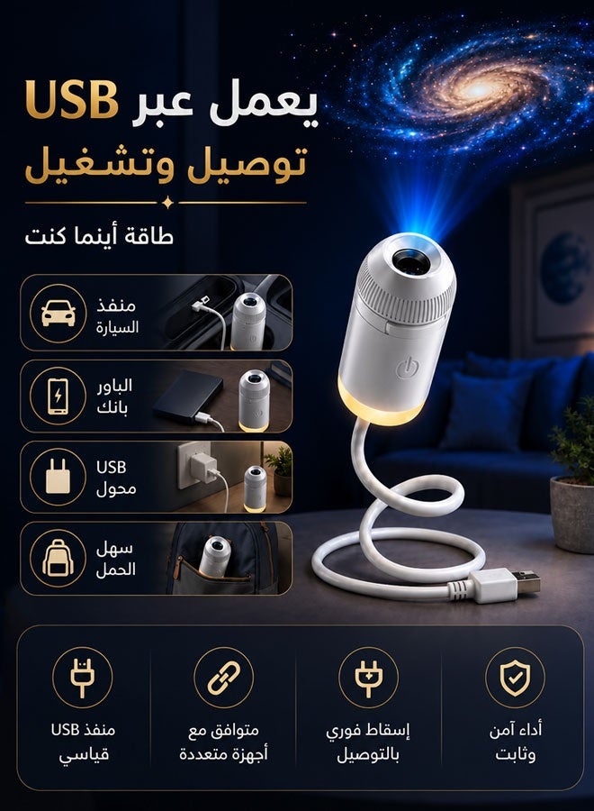 Galaxy Projector Night Light, 2-in-1 Holographic Star 5d Projector Plug and Play hd Star Smart Dynamic Ceiling Projectors Lamp 360° Space Starry Sky USB Projection (5 Projection Films) - Image 5