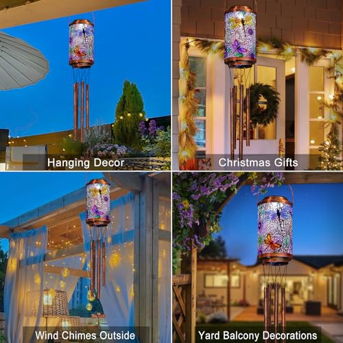 Go2garden Hummingbird Solar Wind Chimes for Outside Garden Gifts for WomenSolar Lantern Outdoor Waterproof Lights for Balcony Porch Backyard Birthday Gifts for Mom Grandma Wife 1Pack - Image 3