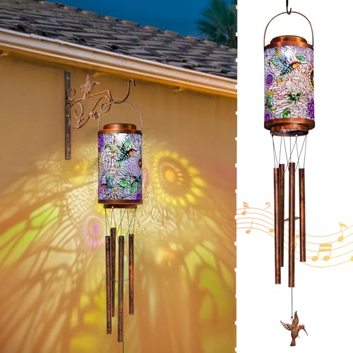 Go2garden Hummingbird Solar Wind Chimes for Outside Garden Gifts for WomenSolar Lantern Outdoor Waterproof Lights for Balcony Porch Backyard Birthday Gifts for Mom Grandma Wife 1Pack - Image 1