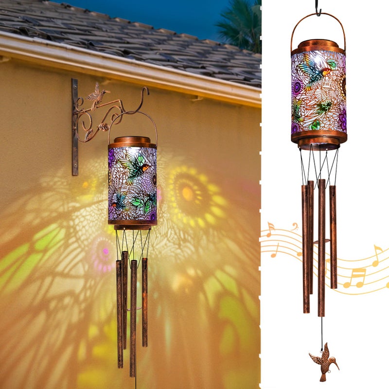 Go2garden Hummingbird Solar Wind Chimes for Outside Garden Gifts for WomenSolar Lantern Outdoor Waterproof Lights for Balcony Porch Backyard Birthday Gifts for Mom Grandma Wife 1Pack - Image 2