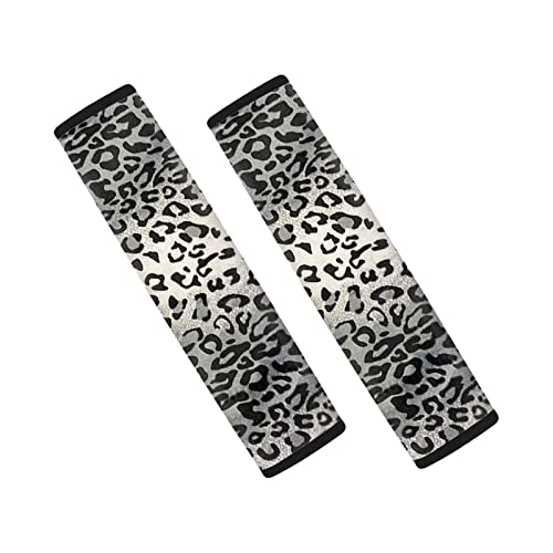 Dreaweet Grey Leopard Print Seat Belt Pads Cover for Adults Kids, Stylish Car Seatbelt Cover 2 pcs, Universal Soft and Safe - Image 2