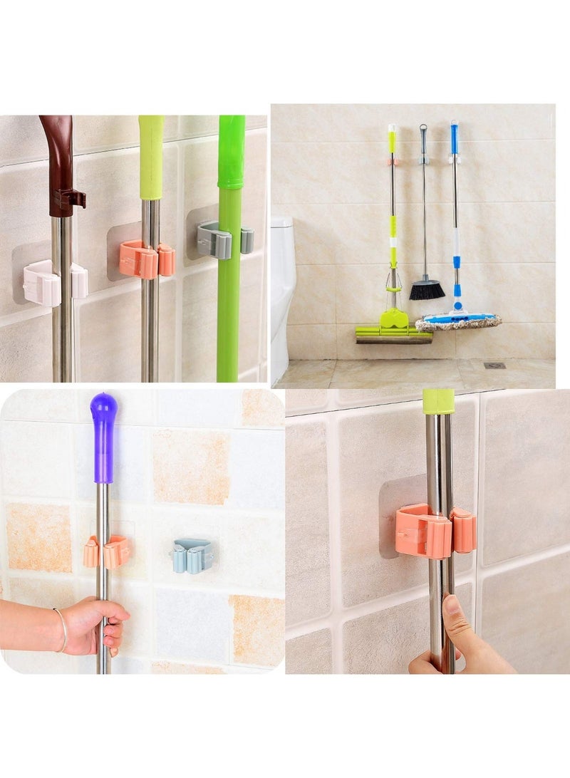Single wall-mounted mop or broom holder with double-sided adhesive, very strong - Image 1