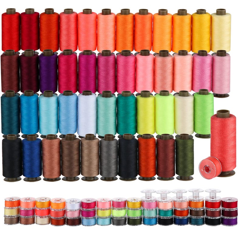 ilauke 95Pcs Bobbins Sewing Thread Kits 400 Yards Per Polyester Thread Spools with Case 45 Color Prewound Bobbin for Sewing Supplies Emergenc and Travel Hand  Machine Sewing