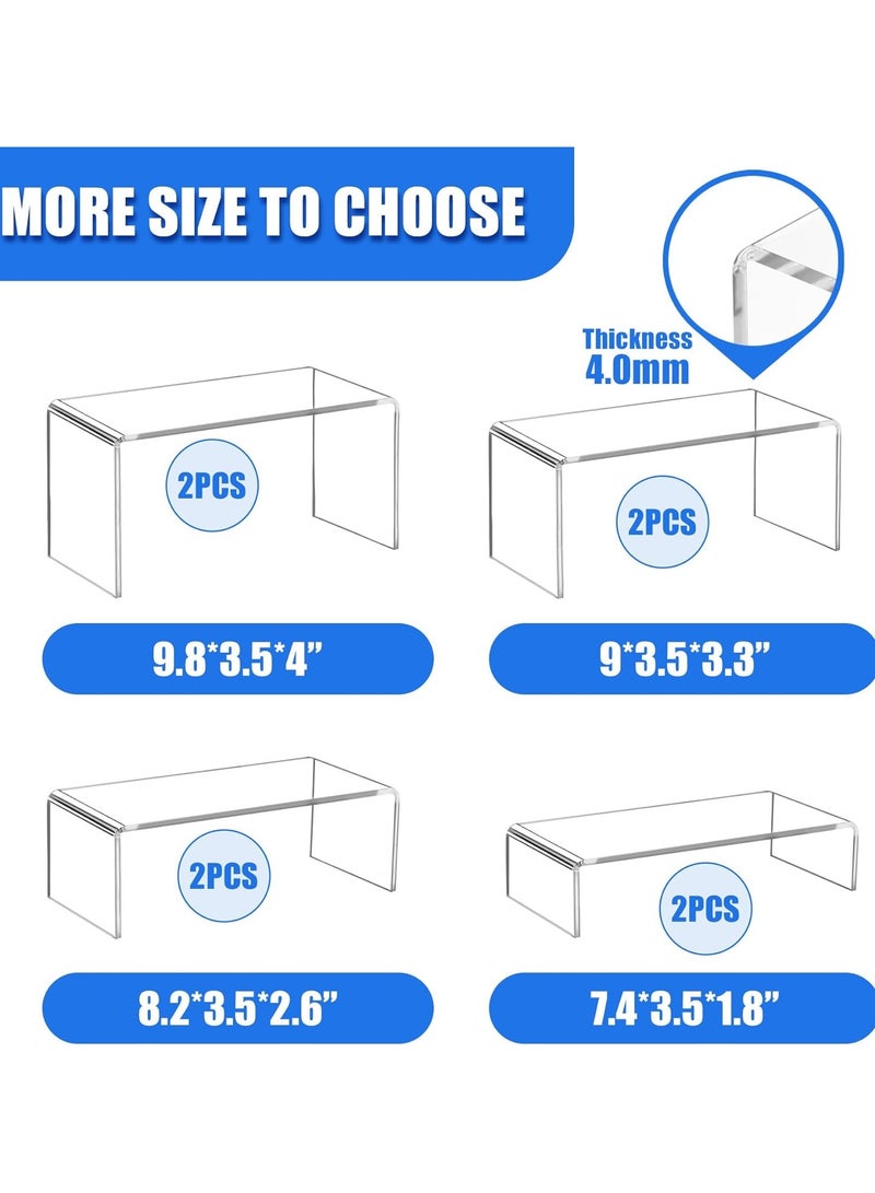 إي وورلد مجموعة من 8 من الرفوف الأكريليكية الشفافة للعرض، مثالية لعرض القطع الجميلة والمجوهرات، والشخصيات Funko Pop، والحلويات، والديكورات بأحجام مختلفة. - Image 2