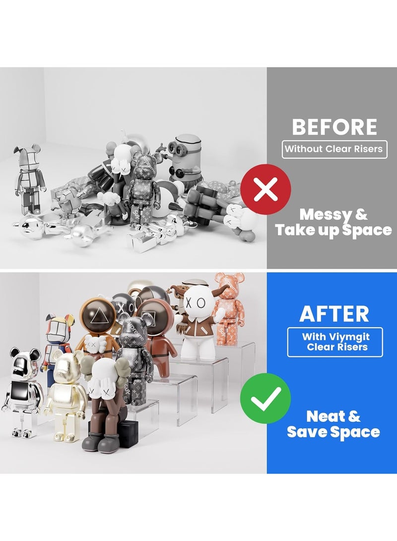 إي وورلد مجموعة من 8 من الرفوف الأكريليكية الشفافة للعرض، مثالية لعرض القطع الجميلة والمجوهرات، والشخصيات Funko Pop، والحلويات، والديكورات بأحجام مختلفة. - Image 4