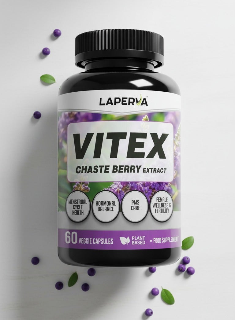 Laperva Vitex Chaste Berry Extract 60 Veggie Capsules – Plant-Based Hormonal Balance Support for Women, Helps with PMS & Menstrual Cycle Regularity - Image 5