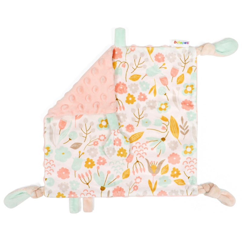 Dr.Rapeti Tag Security Blanket for Baby Infant Toddler Kid 10x10inches Washable Sensory Toy Lovey Appease Blanket (Flower) - Image 1