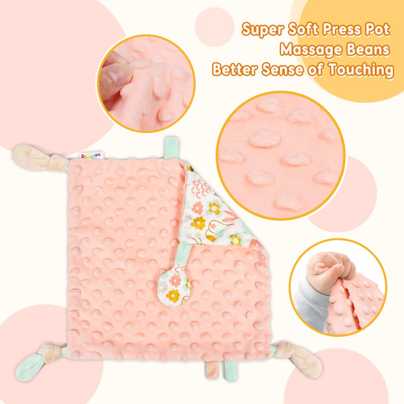 Dr.Rapeti Tag Security Blanket for Baby Infant Toddler Kid 10x10inches Washable Sensory Toy Lovey Appease Blanket (Flower) - Image 2
