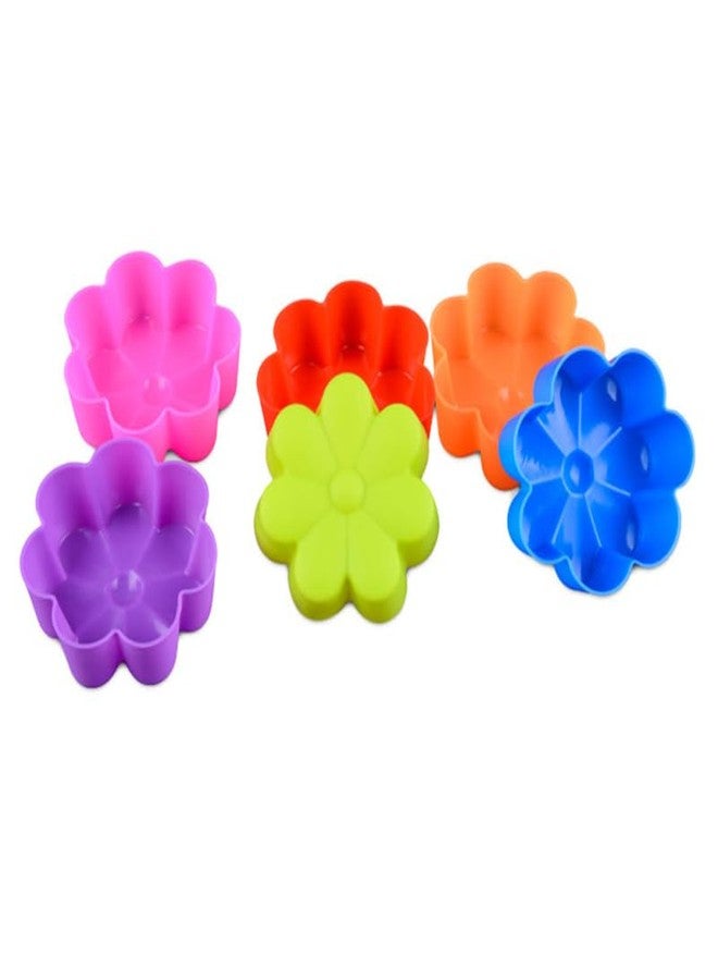 Alipis 6 Pcs Reusable Silicone Muffin Cups Flower Shape Non-Stick Baking Liners 2.63 Inch for Cupcakes Cheesecakes Jelly Pudding Desserts Oven Microwave Dishwasher Safe - Image 5