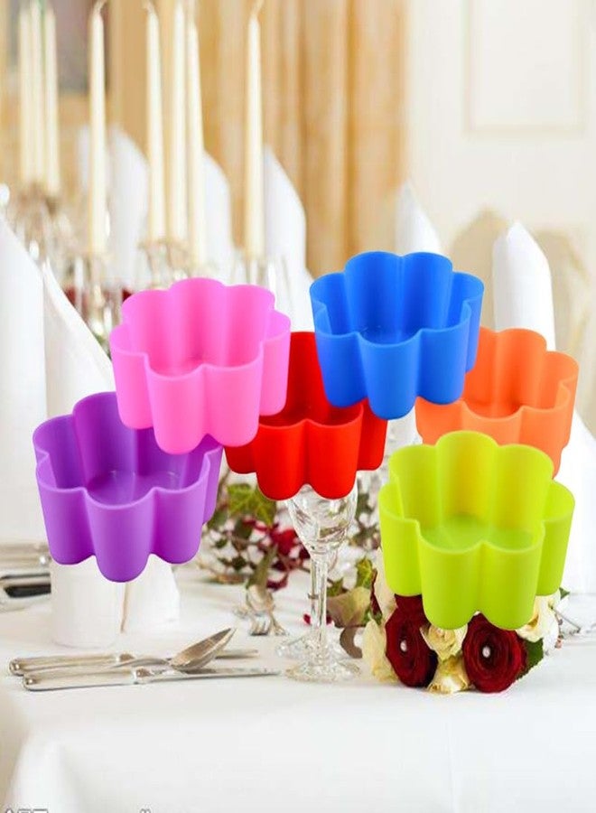 Alipis 6 Pcs Reusable Silicone Muffin Cups Flower Shape Non-Stick Baking Liners 2.63 Inch for Cupcakes Cheesecakes Jelly Pudding Desserts Oven Microwave Dishwasher Safe - Image 2