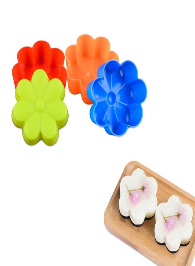 Alipis 6 Pcs Reusable Silicone Muffin Cups Flower Shape Non-Stick Baking Liners 2.63 Inch for Cupcakes Cheesecakes Jelly Pudding Desserts Oven Microwave Dishwasher Safe - Image 4
