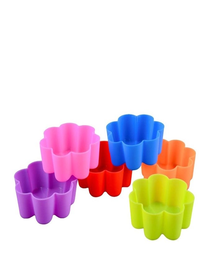 Alipis 6 Pcs Reusable Silicone Muffin Cups Flower Shape Non-Stick Baking Liners 2.63 Inch for Cupcakes Cheesecakes Jelly Pudding Desserts Oven Microwave Dishwasher Safe - Image 1
