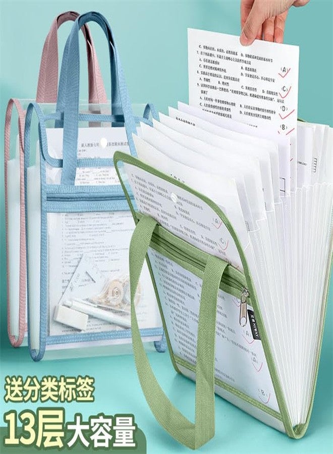 QUIRA 13 Pocket Waterproof Document Organizer - Portable A4 Paper Storage Bag with Transparent Inserts (Multicolour) - Image 4