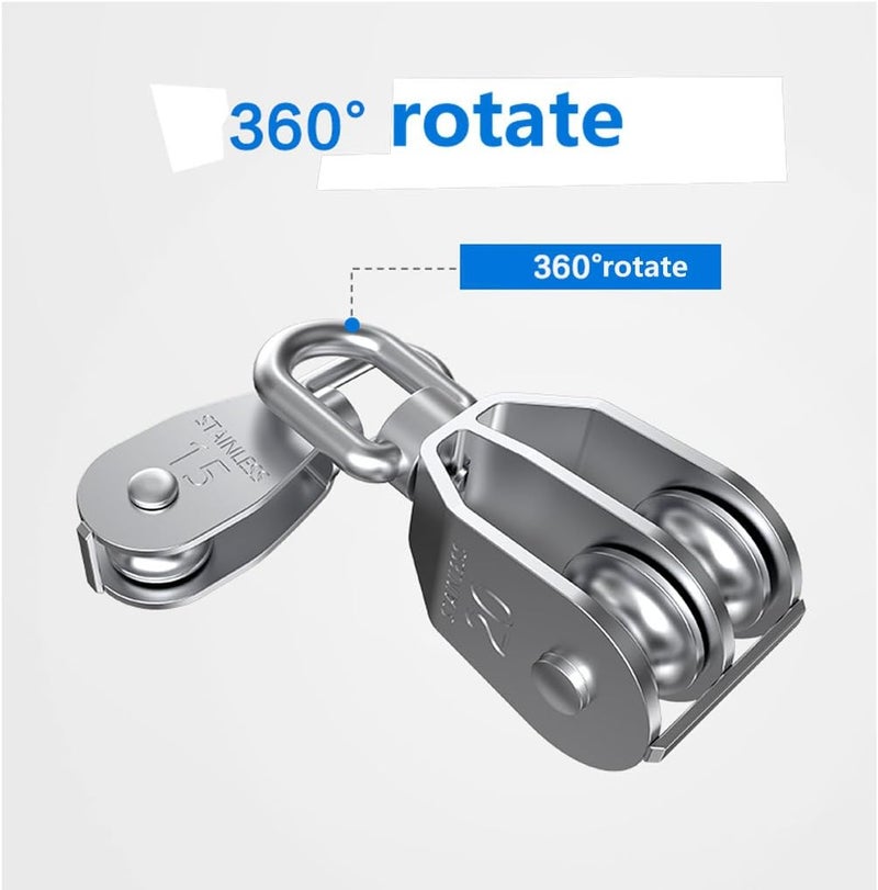 SeeRaphee 2 pcs/Set 25mm 304 Stainless Steel Single Rope Pulley Block - Image 4