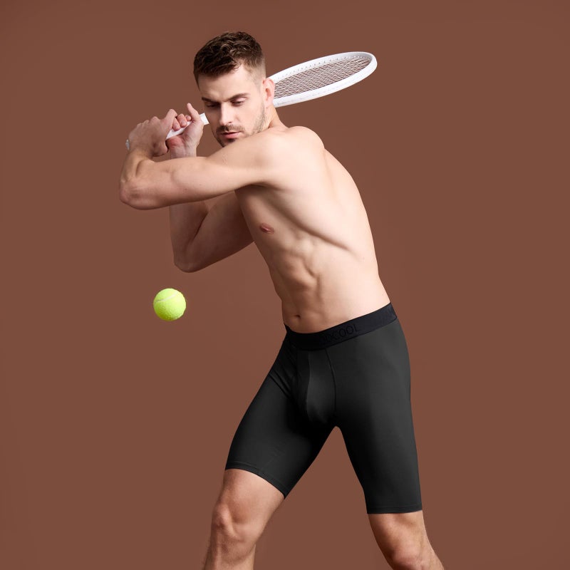 BAMBOO COOL Men's Long Boxer Briefs Performance Long Leg Sports Boxer Brief Underwear MultiPack - Image 3