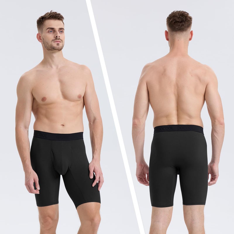 BAMBOO COOL Men's Long Boxer Briefs Performance Long Leg Sports Boxer Brief Underwear MultiPack - Image 2