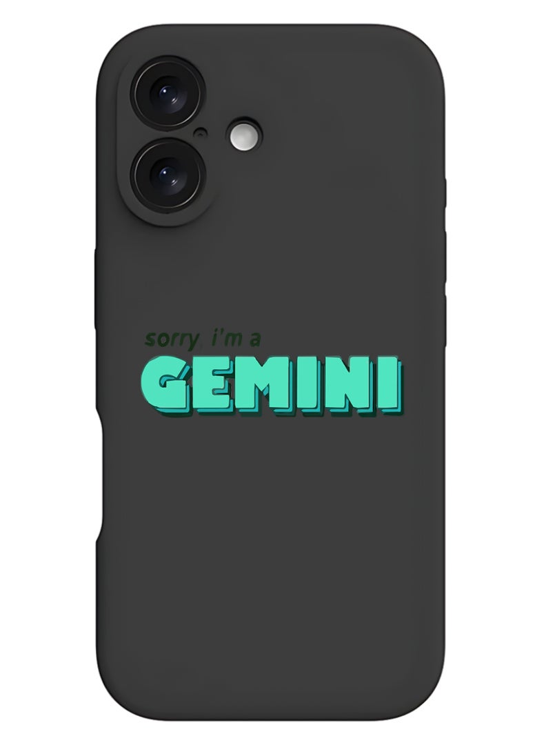 Theodor iPhone 16 Black Protective Slim Fit Case Liquid Silicone Cover with Full Body Protection Anti-Scratch Shockproof Case For iPhone - Gemini - Image 1