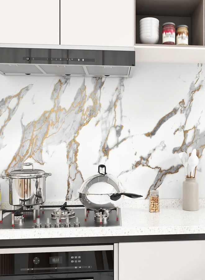 WESTICK Matte White Gold Marble Conatct Paper Self Adhesive Thick Marble Wallpaper Peel and Stick Countertops Waterproof Vinyl Countertop Contact Paper for Cabinets Table Kitchen Backspalsh 17.7"x80" - Image 4