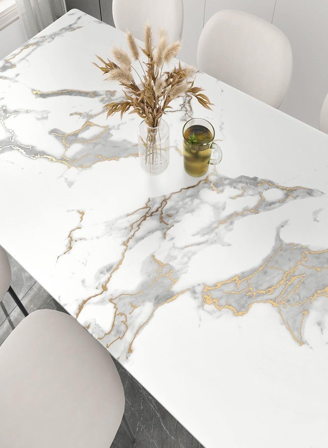 WESTICK Matte White Gold Marble Conatct Paper Self Adhesive Thick Marble Wallpaper Peel and Stick Countertops Waterproof Vinyl Countertop Contact Paper for Cabinets Table Kitchen Backspalsh 17.7"x80" - Image 2