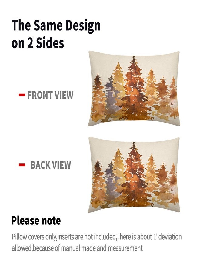 aportt Burnt Orange Fall Tree Lumbar Pillow Covers 12X20 in Set of 2 Nature Themed Autumn Rectangular Pillow Cases Watercolor Rustic Forest Pillowcase Home Decor for Room Couch Patio Sofa Porch Outdoor - Image 4