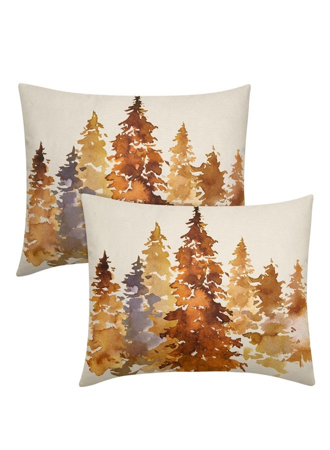 aportt Burnt Orange Fall Tree Lumbar Pillow Covers 12X20 in Set of 2 Nature Themed Autumn Rectangular Pillow Cases Watercolor Rustic Forest Pillowcase Home Decor for Room Couch Patio Sofa Porch Outdoor - Image 1